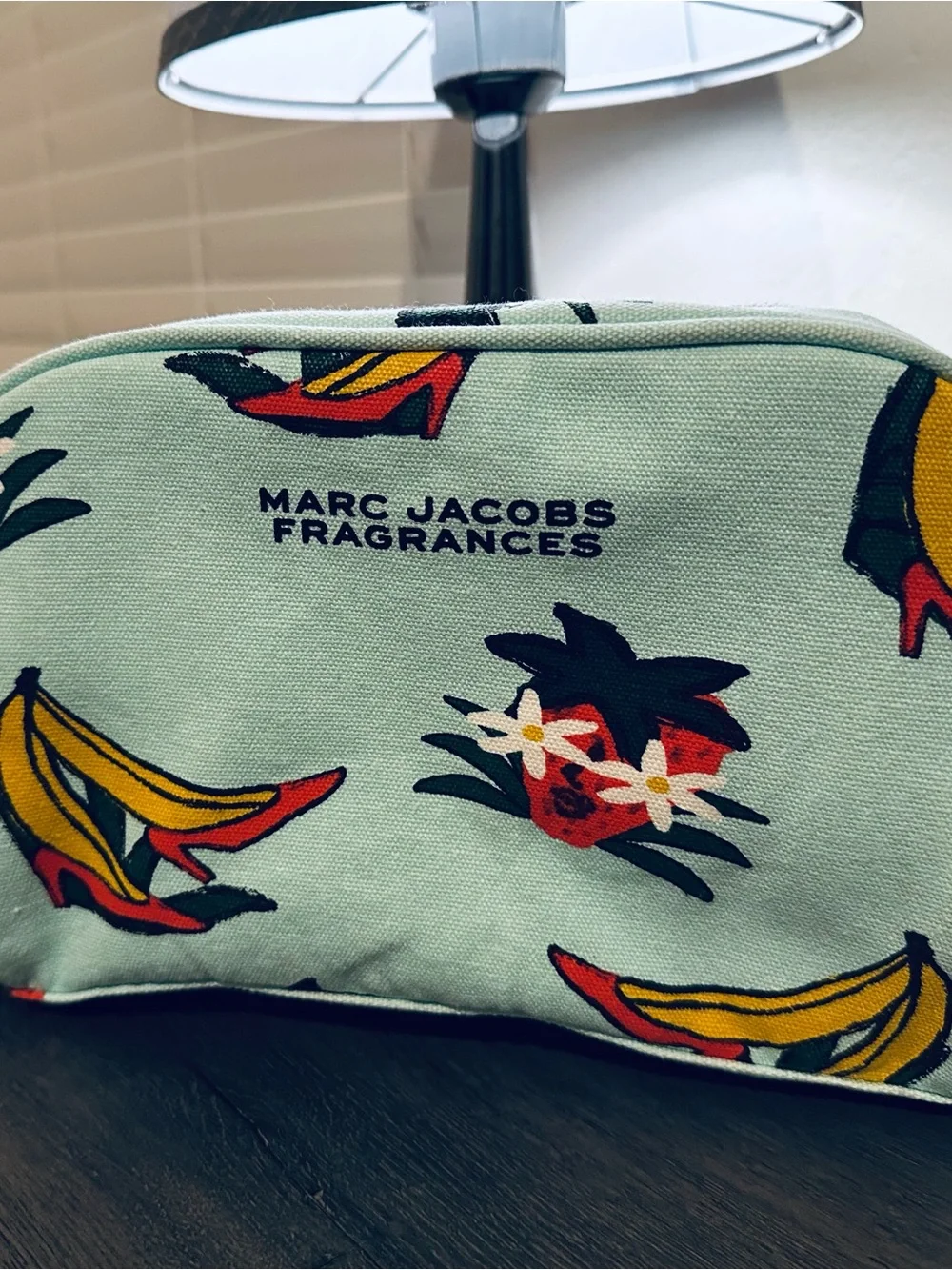 Marc Jacobs Mint Canvas Pouch with Banana & Floral Print